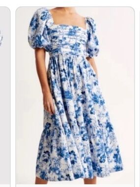 Abercrombie & Fitch Blue and White Floral Midi Dress